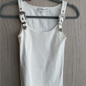 Pixie Market Ribbed White Top